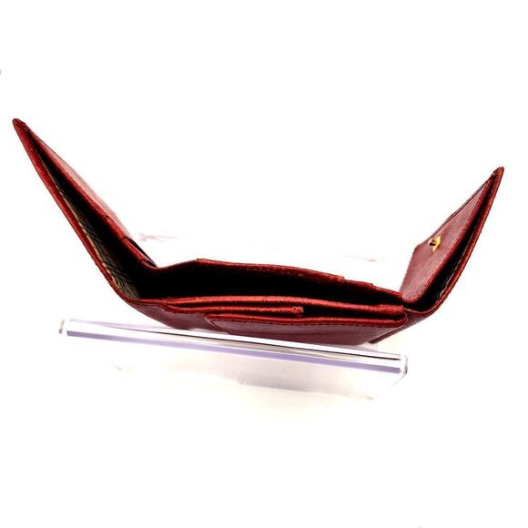 BURBERRY Compact Red Cross Grain Leather Tri-Fold Wallet - Picture 10 of 12